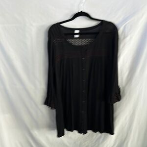 Swell designs button from 3/4 sleeve gauze button front top